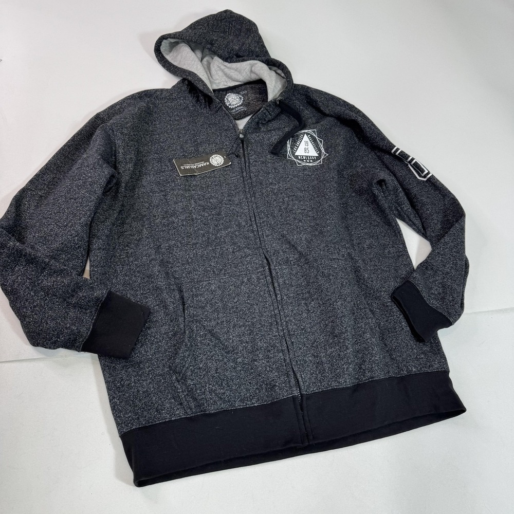 KamCasuals Hoodie Mens 3XL Gray Full Zip Fleece Lined Hooded Sweatshirt
